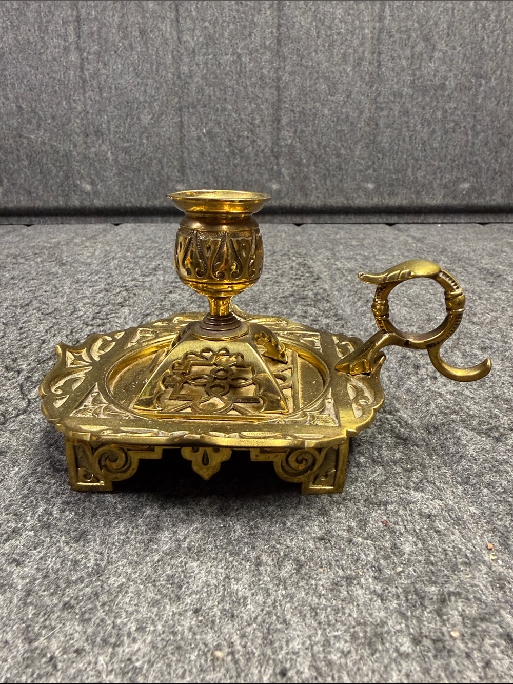 Source Unknown Ornate Brass Chamberstick Candle Holder - Gold